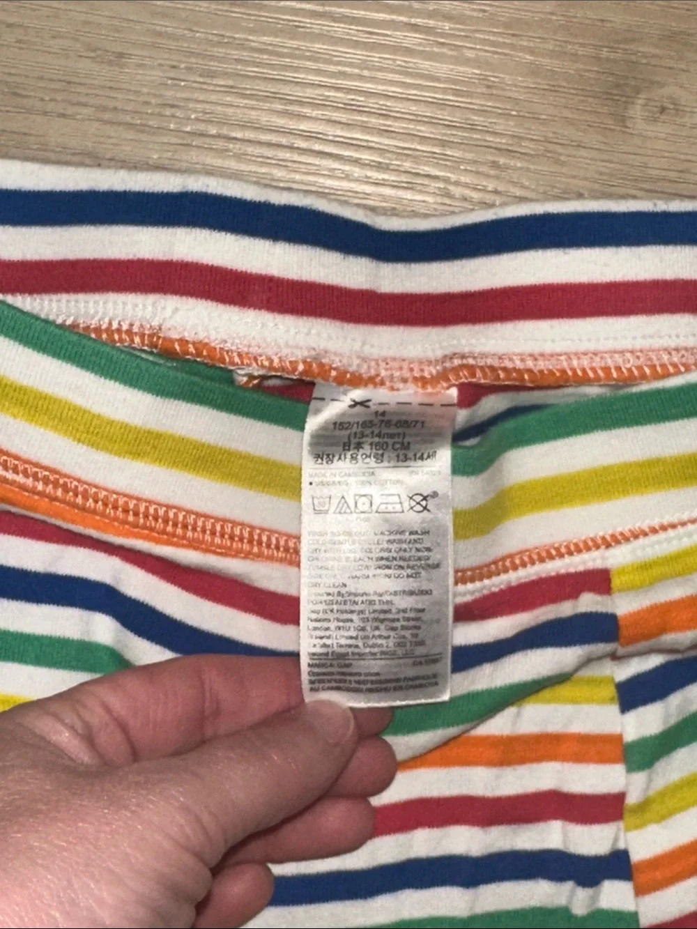 EUC Gap Kids Rainbow Stripe Pajama Set - Short Sleeve Top & Leggings Size 14
